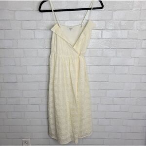 Madewell Ivory Embroidered Pleated Wrap Dress